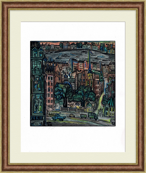 Моховая улица, Санкт-Петербург. Авторская гравюра