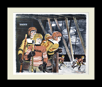 Юные хоккеисты. Редкая автолитография