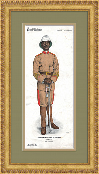 Датская Вест-Индия, королевская милиция. Униформа старшего лейтенанта. Старинная хромолитография