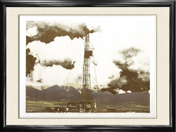 Добыча нефти, буровая вышка. Авторская работа, большой формат (70х100 см)