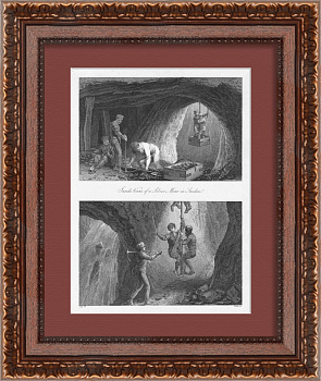 Внутри серебряного рудника, старинная гравюра