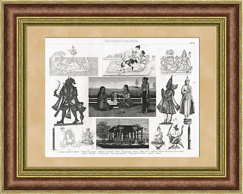 Древняя Индия: костюмы, ритуалы, пантеон. Антикварная гравюра