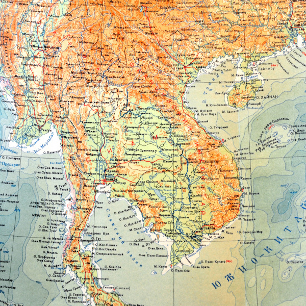 юго-восточная азия, штаб ркка. карта кабинетного формата