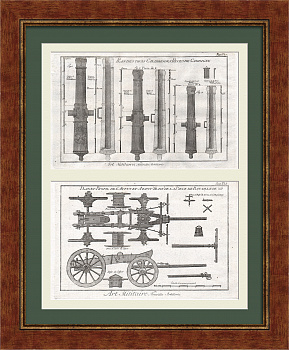 Артиллерийские орудия. Уникальные, старинные гравюры 18 века