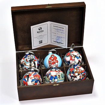 Советский хоккей. Коллекционный набор елочных шаров с ручной росписью