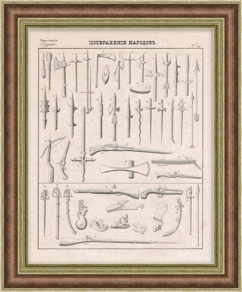 Оружие. Старинная литография