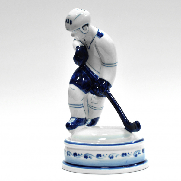 Хоккей с шайбой. Фарфоровая статуэтка, Гжель