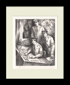 МВД: в дежурной части. Старинная, авторская гравюра