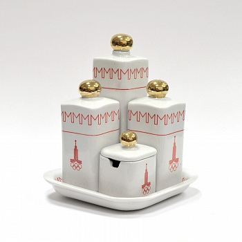 Редкий набор для специй. Олимпиада-80, советский фарфор