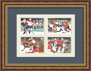 Хоккейный матч: Спартак vs ЦСКА. Старинное панно с советскими открытками