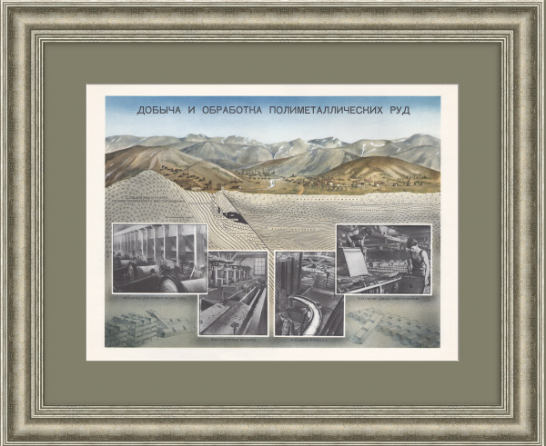 Добыча и обработка полиметаллических руд. Советский плакат