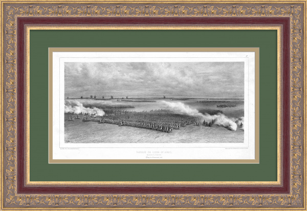 Движение Конных шеренг вперед. Лагерь в Вознесенске, Николаевская губерния. Старинная гравюра