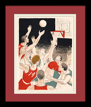Баскетбол. Редкая, авторская литография