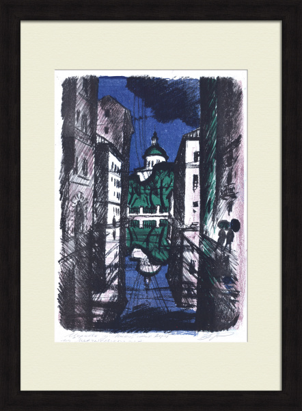 Церковь Вознесения у Никитских ворот, Москва. Авторская винтажная литография