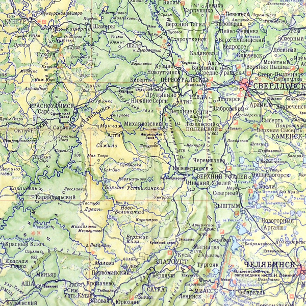 урал, настенная карта 1958 года