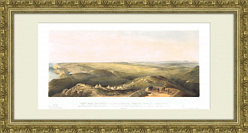 Вид сверху на Балаклаву и Севастополь, Крымская война. Большая цветная литография