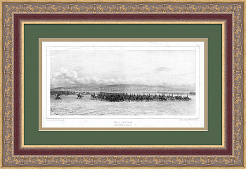 Русская артиллерия. Лагерь в Вознесенске, Николаевская губерния. Старинная гравюра