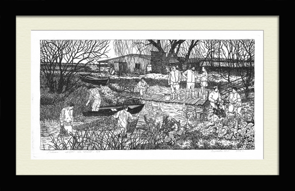 Рыбаки. Авторская, редкая гравюра