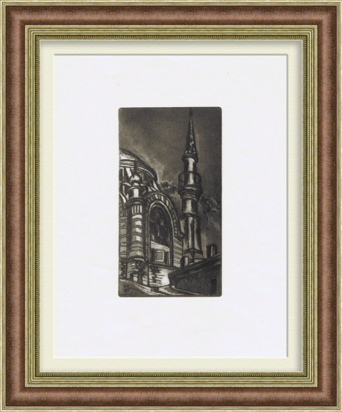 Мечеть в Гурзуфе, Крым. Гравюра Нивинского в раме