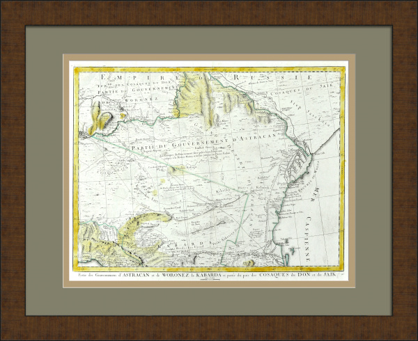 Астраханская и Воронежская губернии, Кабарда. Земли Донских и Яицких казаков, уникальная карта 18 века