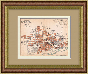 План города Пятигорск. Кавказ, антикварная карта
