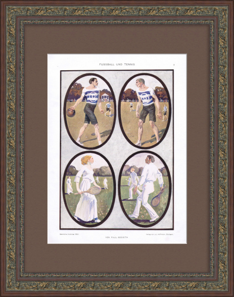 Футбол и большой теннис, эпоха модерна. Старинная графика