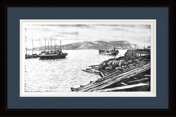 К родным берегам, Карелия. Старинная, авторская гравюра