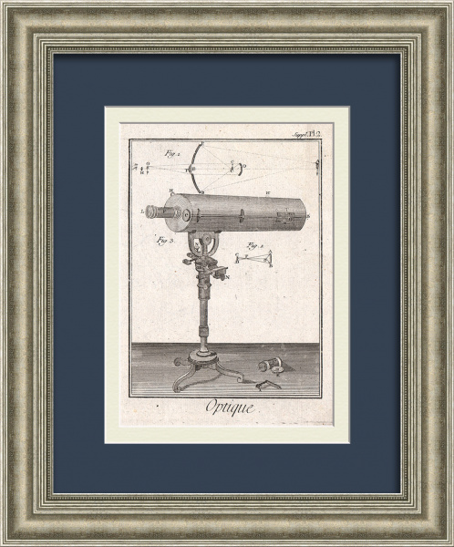 Астрономия: телескоп Грегори. Уникальная, старинная гравюра 18 века