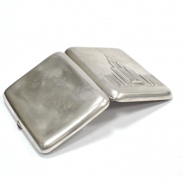 мгу, старинный портсигар. серебро 875 пробы