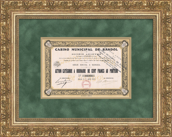 Акция французского казино города Бандоль, 1930 год