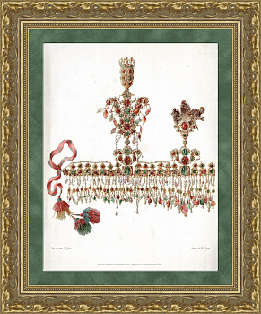 Торжественный головной убор, антикварная хромолитография