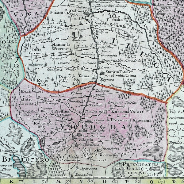 старинная карта "империя московитов", картографа маттиаса зойтера, 1730 год