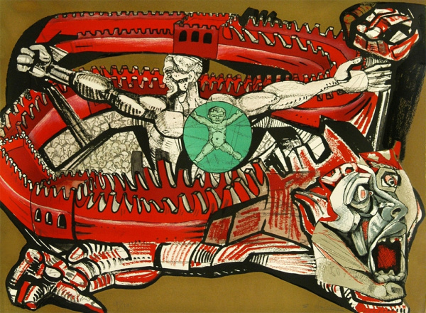 Крушение Китайской стены, литография Эрнста Неизвестного