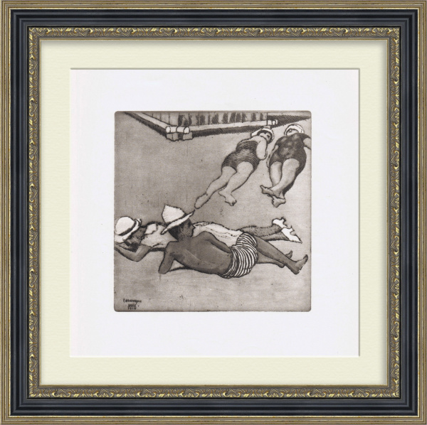 На пляже в Евпатории. Гравюра И. Нивинского, 1925 год