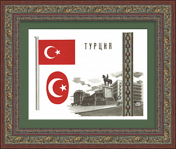 Турция, флаг и эмблема. Иллюстрация в раме
