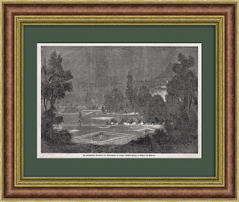 Празднование 50-летия Битвы Наций под Лейпцигом. Антикварная литография