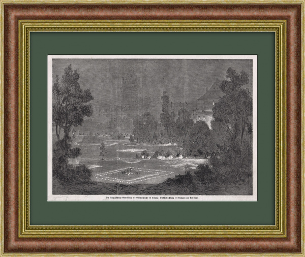 Празднование 50-летия Битвы Наций под Лейпцигом. Антикварная литография