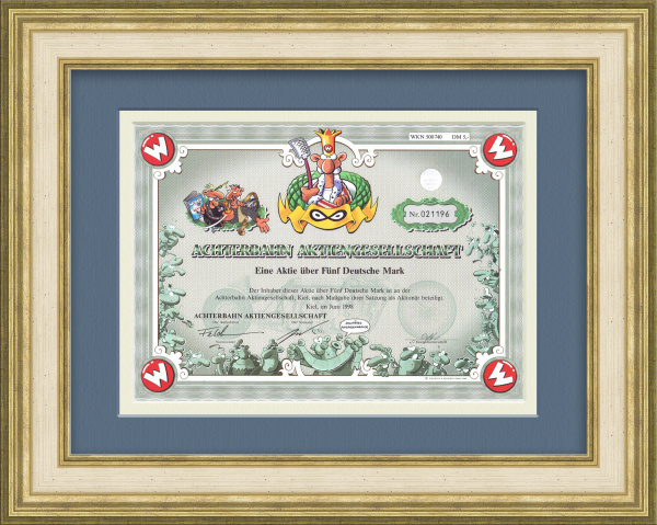 Мультфильмы и комиксы, акция компании Aktiengesellschaft Achterbahn AG на 5 марок с купонами 