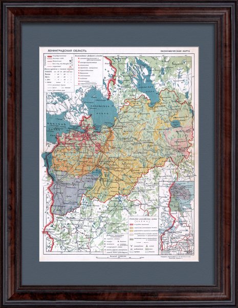 Экономика Ленинградской области. Старинная карта сталинской эпохи