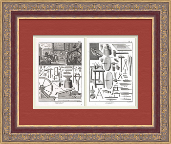 Мастерская ножовщиков и их инструменты. Старинные гравюры